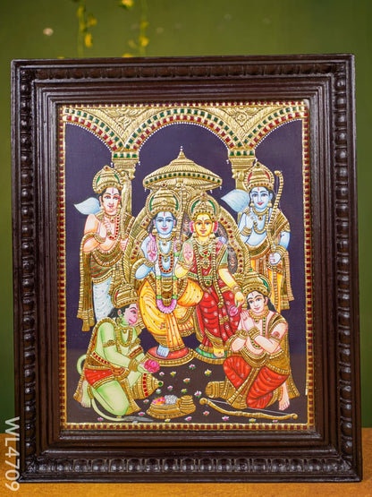 Tanjore Painting - Ram Darbar - Flat (Gold Foil) - 18x14 inch - WL4709