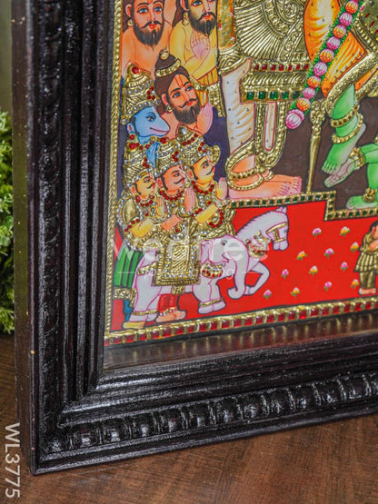 Tanjore Painting Ramar Pattabhishekam (Semi Embossed) - 30x24 inch - WL3775