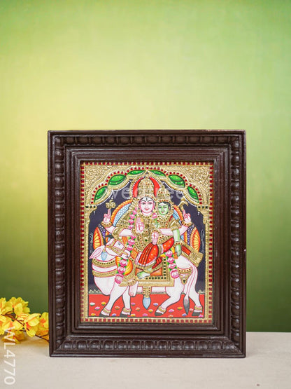 Tanjore Painting - Rishaba Vaghana - Flat (Gold Foil) - 12x10 inch - WL4770