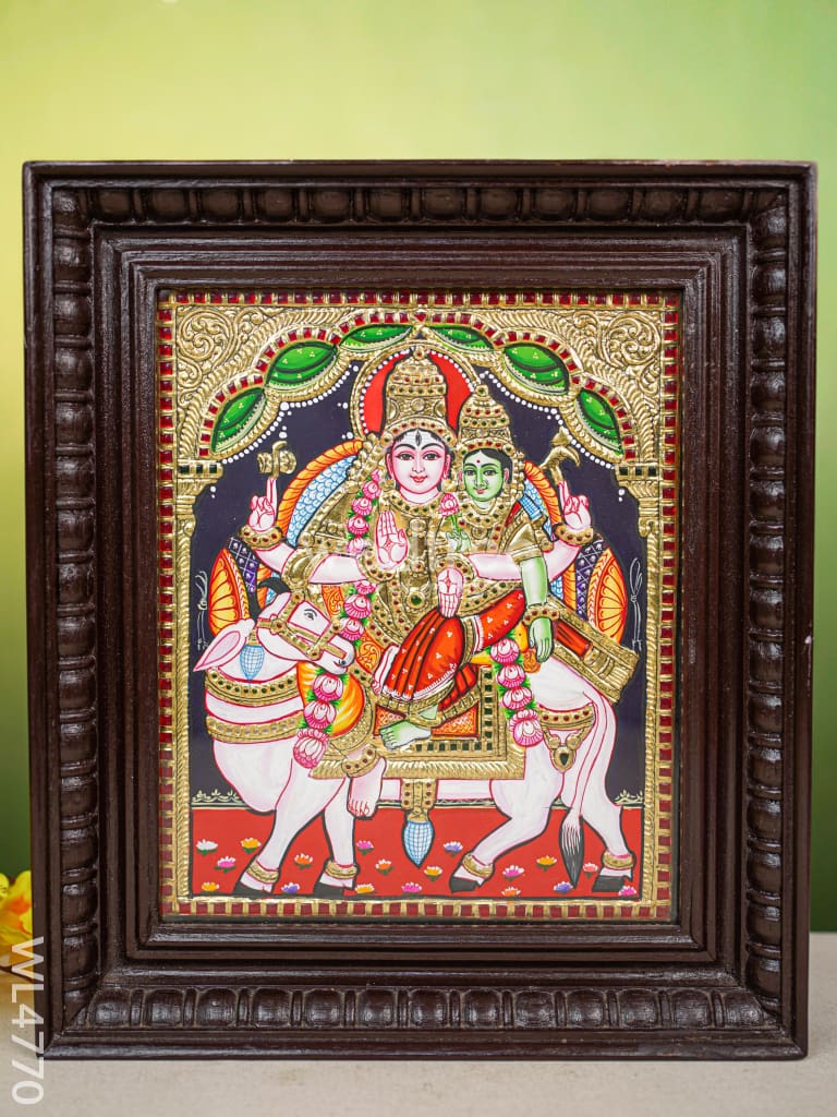 Tanjore Painting - Rishaba Vaghana - Flat (Gold Foil) - 12x10 inch - WL4770