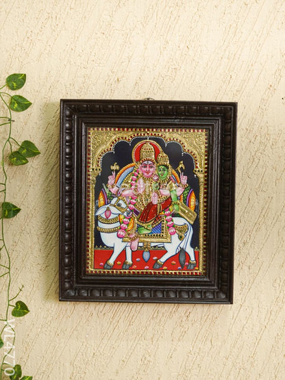 Tanjore Painting - Rishaba Vaghana - Flat (Gold Foil) - 12x10 inch - WL4770