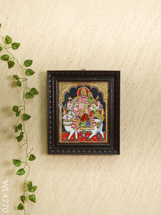 Tanjore Painting - Rishaba Vaghana - Flat (Gold Foil) - 12x10 inch - WL4770