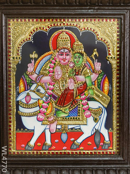 Tanjore Painting - Rishaba Vaghana - Flat (Gold Foil) - 12x10 inch - WL4770