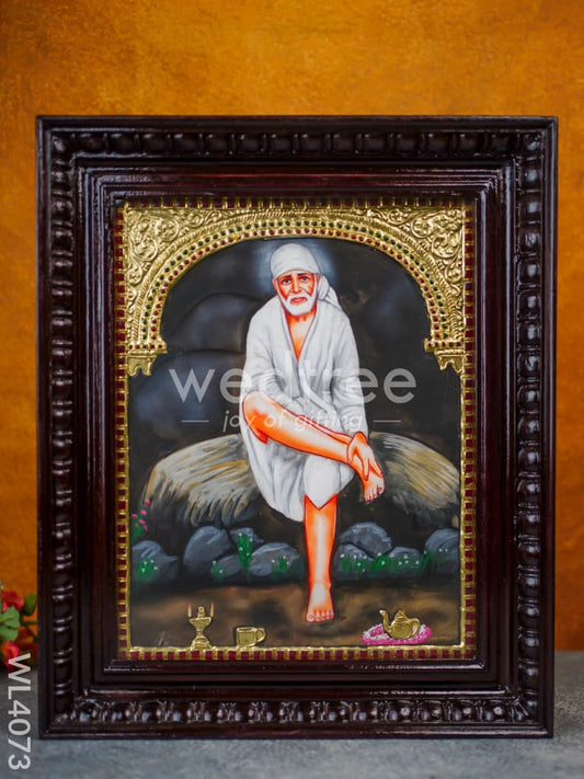Tanjore Painting - Sai Baba - Flat (Gold Foil) - 15x12 inch - WL4073