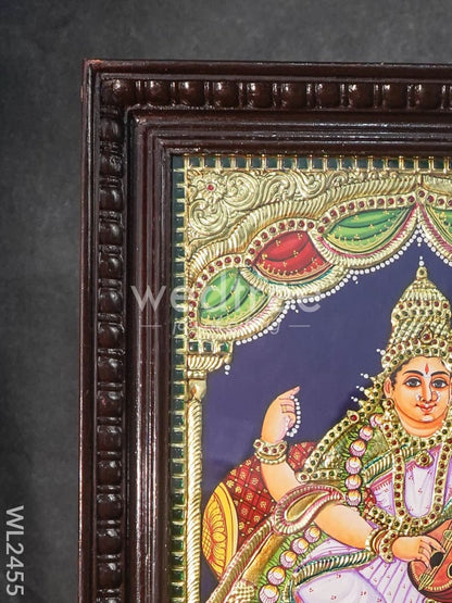 Tanjore Painting Saraswathi - Flat (Gold foil) - 18x14 inch - WL2455