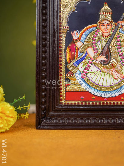 Tanjore Painting - Saraswathi - Semi Embossed - 12x10 inch - WL4701