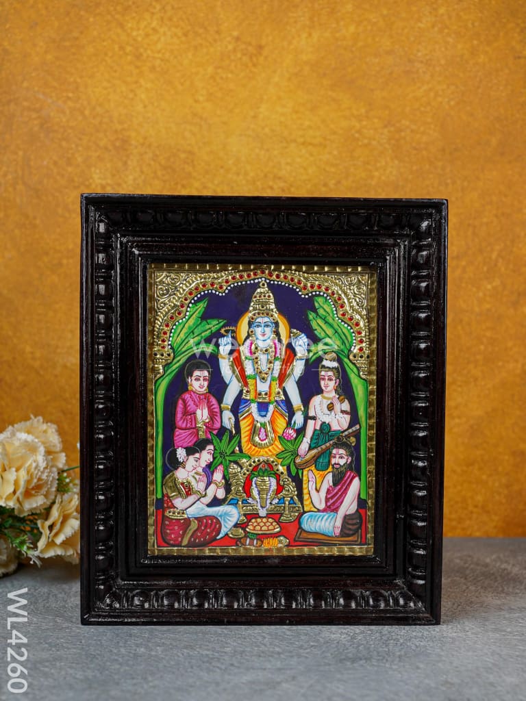 Tanjore Painting - Sathya Narayana Pooja - 10 x 8 inch - Flat [Gold Foil] - WL4260