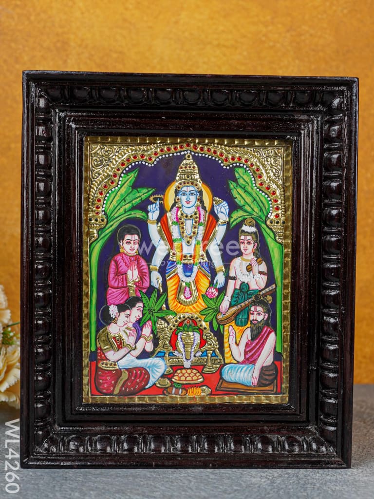 Tanjore Painting - Sathya Narayana Pooja - 10 x 8 inch - Flat [Gold Foil] - WL4260