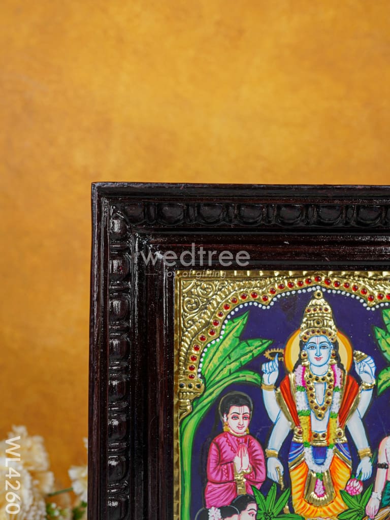 Tanjore Painting - Sathya Narayana Pooja - 10 x 8 inch - Flat [Gold Foil] - WL4260