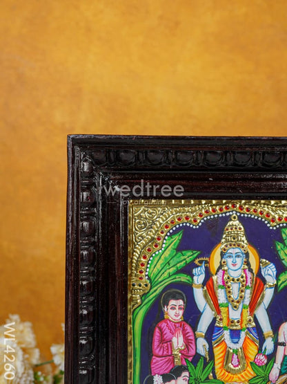 Tanjore Painting - Sathya Narayana Pooja - 10 x 8 inch - Flat [Gold Foil] - WL4260