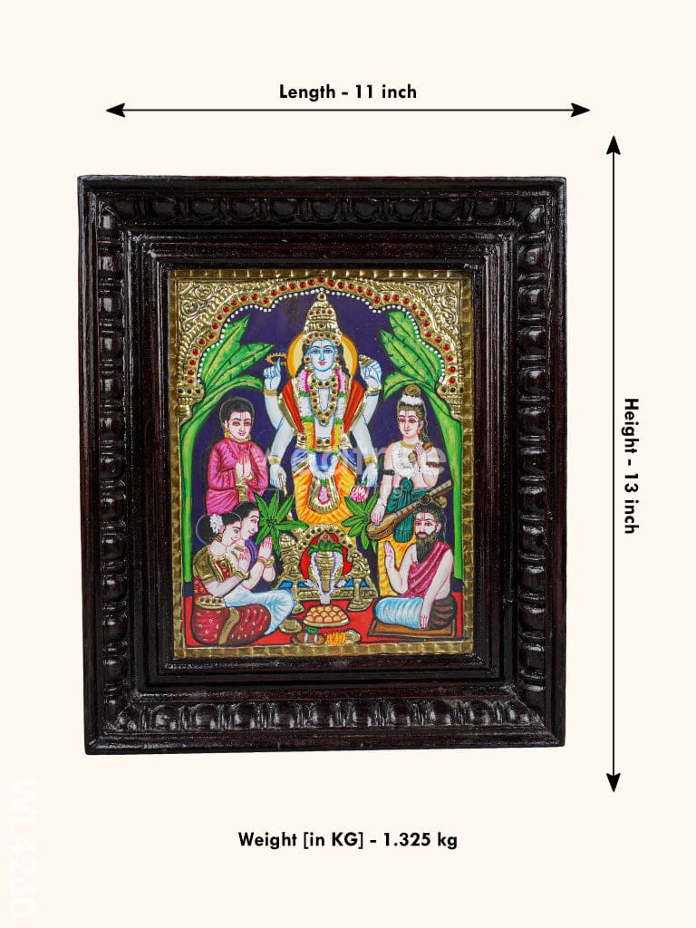 Tanjore Painting - Sathya Narayana Pooja - 10 x 8 inch - Flat [Gold Foil] - WL4260