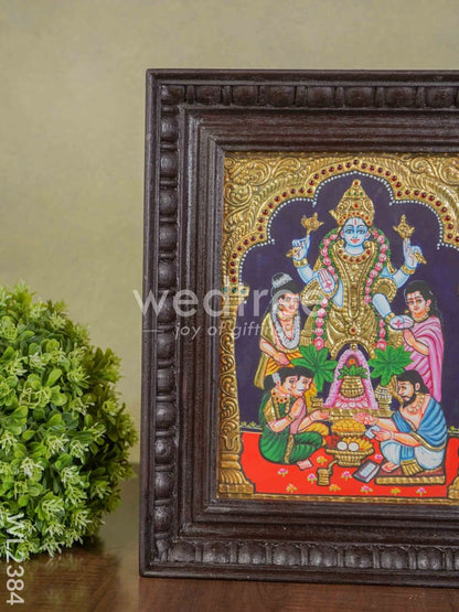 Tanjore Painting Sathya Narayana Pooja - Flat (Gold foil) - 8x6 - WL2384