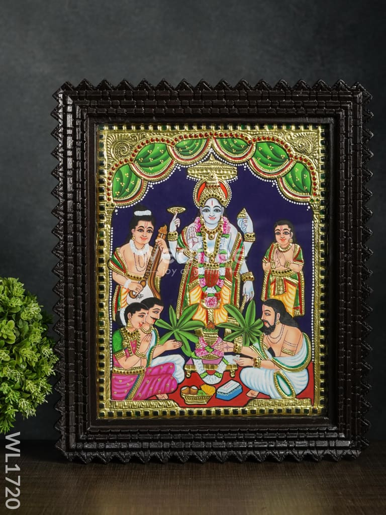 Tanjore Painting - Satyanarayana - Flat (Gold Foil) - 15x12inch  - WL1720