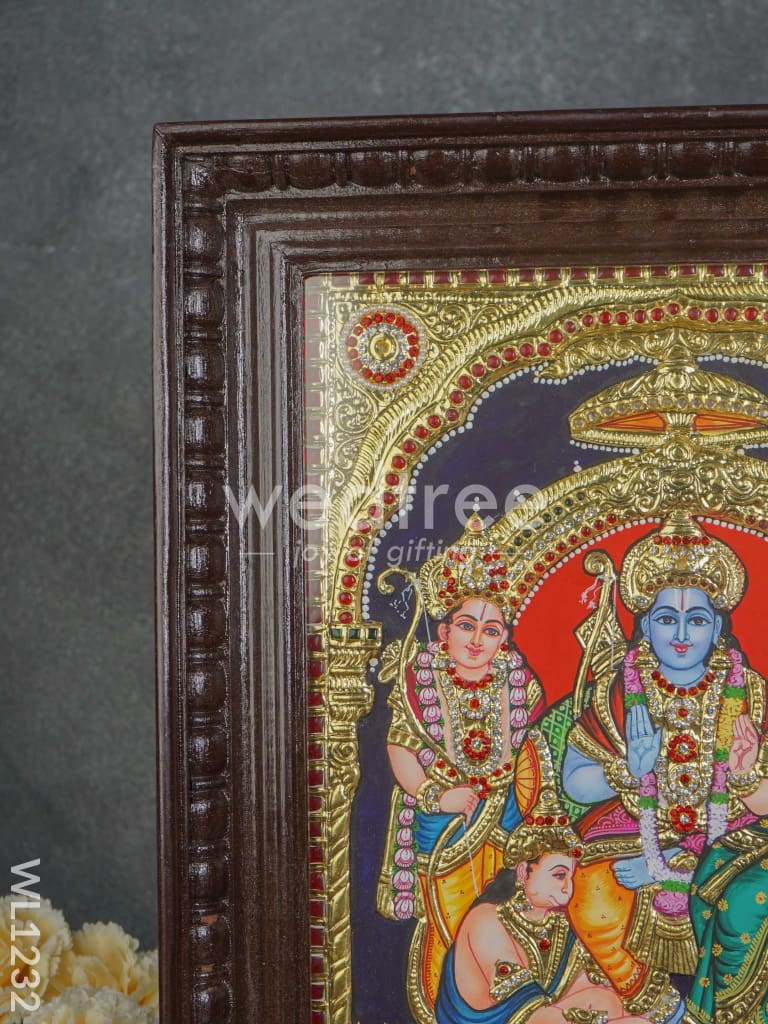 Tanjore Painting (Semi Embossed) Ramar Pattabhishekham: 15X12 Inches - WL1232
