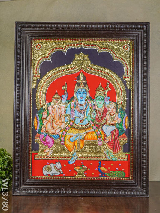Tanjore Painting - Shiv Parivar - Semi Embossed - 24x18 inch - WL3780