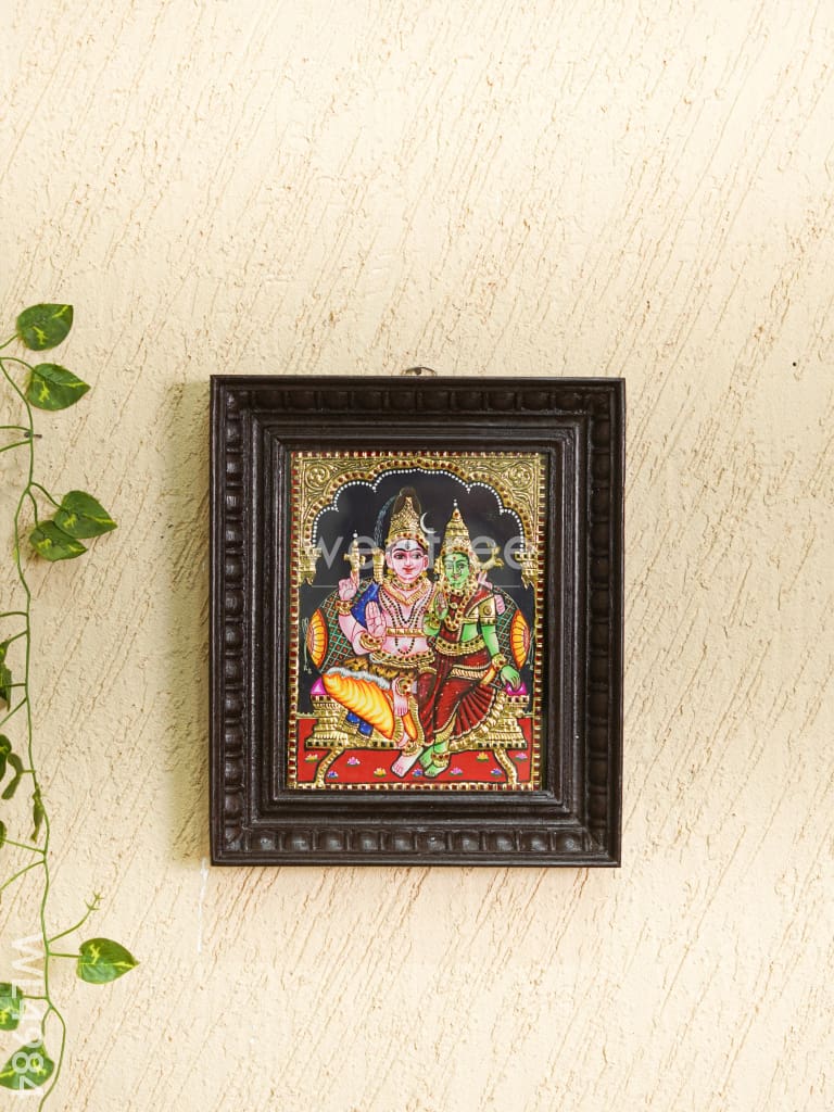Tanjore Painting - Shivan-Parvati - Flat (Gold Foil) - 10x8 inch - WL4984