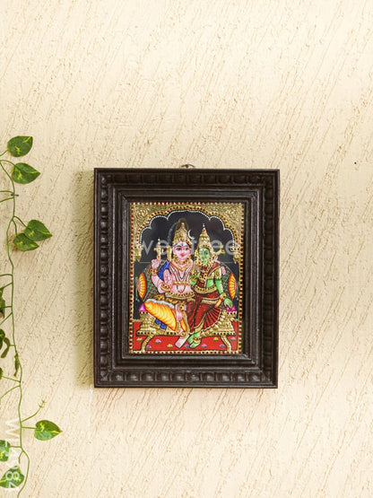 Tanjore Painting - Shivan-Parvati - Flat (Gold Foil) - 10x8 inch - WL4984