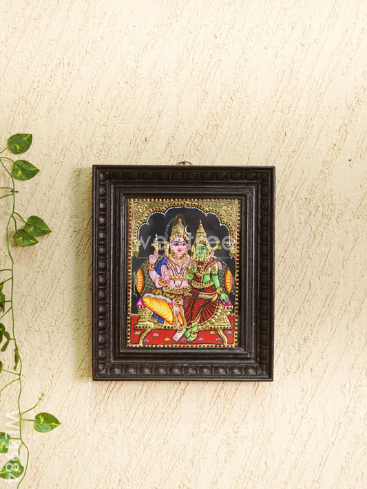 Tanjore Painting - Shivan-Parvati - Flat (Gold Foil) - 10x8 inch - WL4984