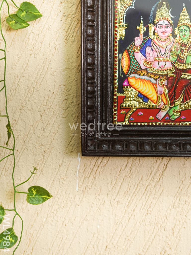 Tanjore Painting - Shivan-Parvati - Flat (Gold Foil) - 10x8 inch - WL4984