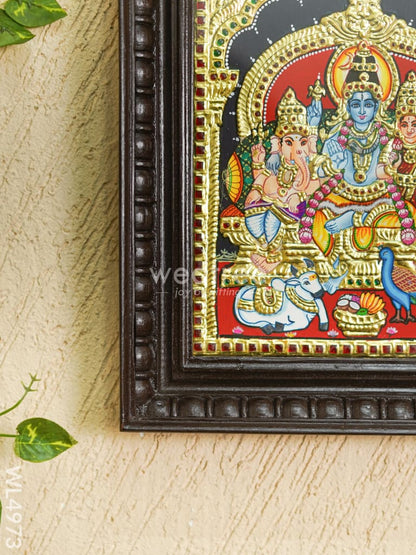 Tanjore Painting - Shivan-Parvati - Flat (Gold Foil) - 12x10 inch - WL4973