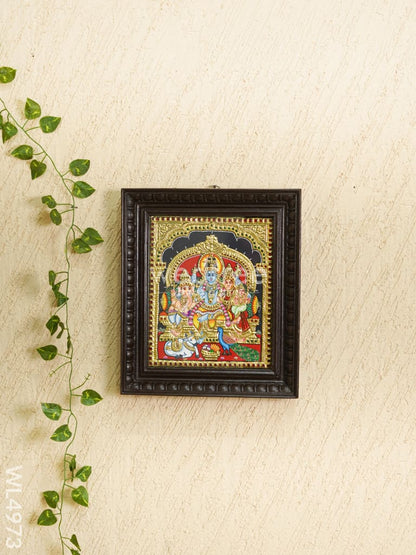 Tanjore Painting - Shivan-Parvati - Flat (Gold Foil) - 12x10 inch - WL4973