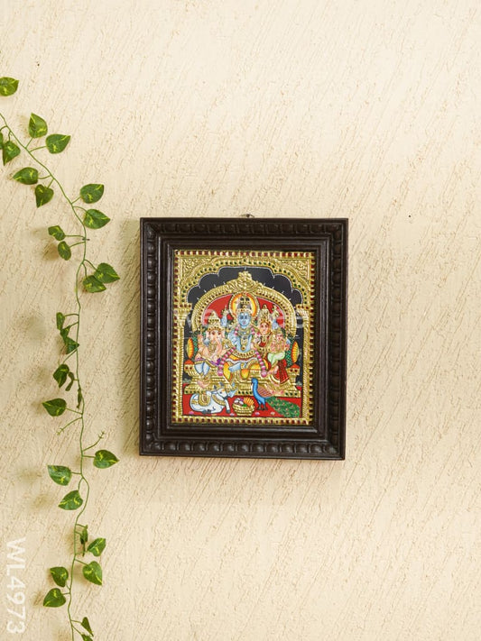 Tanjore Painting - Shivan-Parvati - Flat (Gold Foil) - 12x10 inch - WL4973