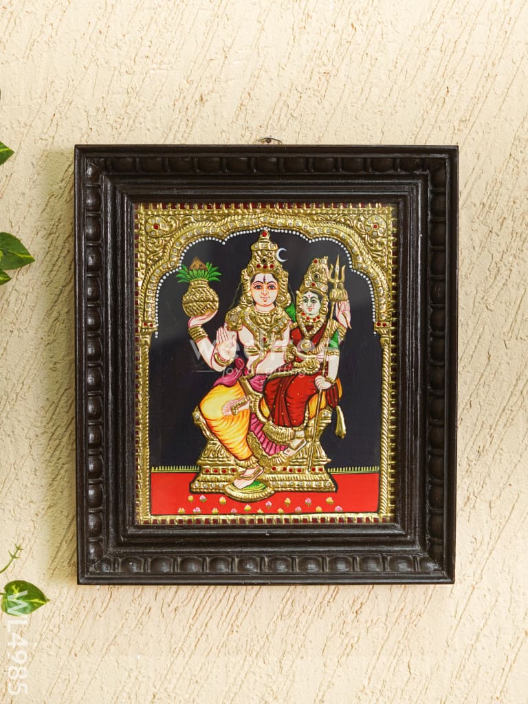 Tanjore Painting - Shivan-Parvati - Semi Embossed - 12x10 inch - WL4985