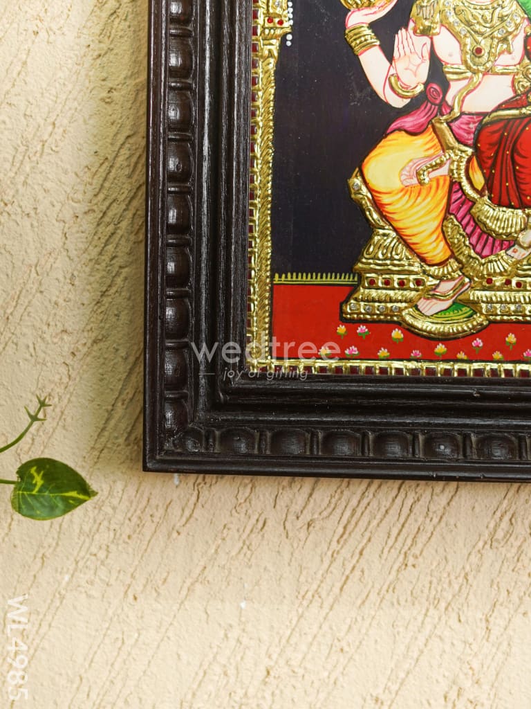 Tanjore Painting - Shivan-Parvati - Semi Embossed - 12x10 inch - WL4985