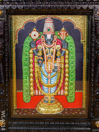 Tanjore Painting - Tirupathi Balaji - Embossed - 24x18 inch - WL4714