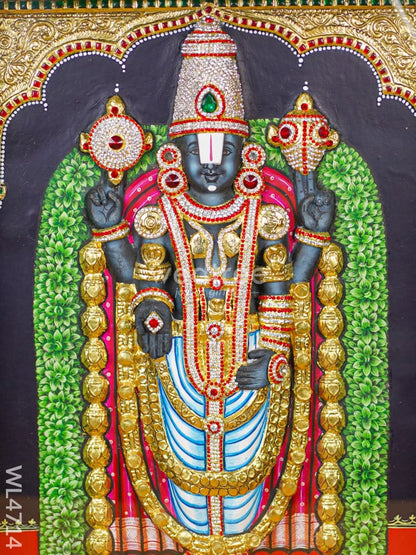 Tanjore Painting - Tirupathi Balaji - Embossed - 24x18 inch - WL4714