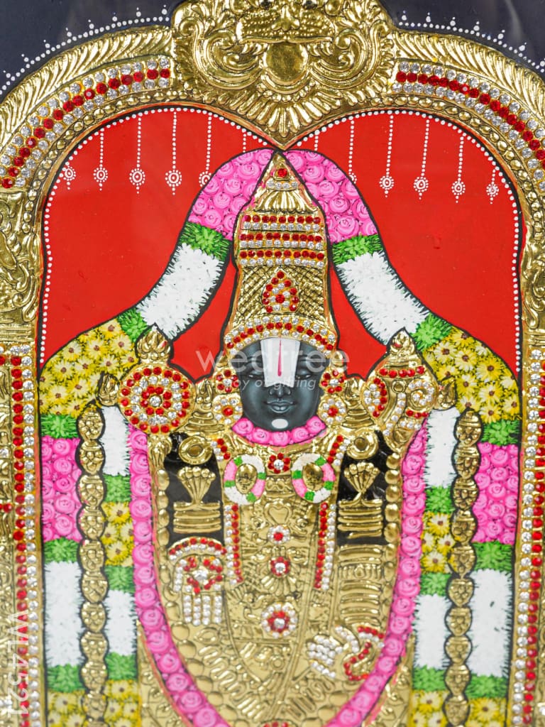Tanjore Painting - Tirupathi Balaji - Flat (Gold Foil) - 24x18 inch - WL4521