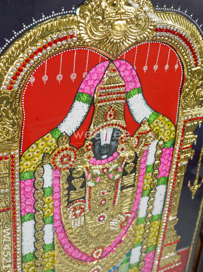 Tanjore Painting - Tirupathi Balaji - Flat (Gold Foil) - 24x18 inch - WL4521
