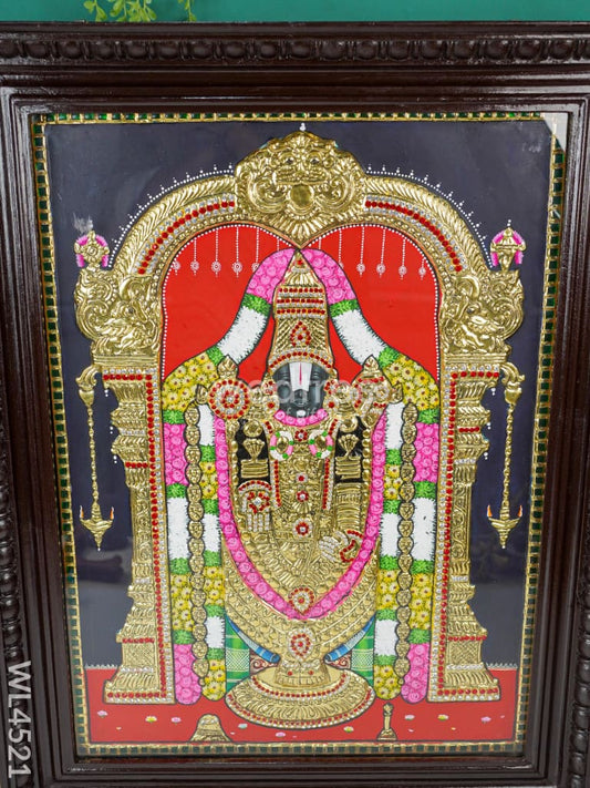 Tanjore Painting - Tirupathi Balaji - Flat (Gold Foil) - 24x18 inch - WL4521