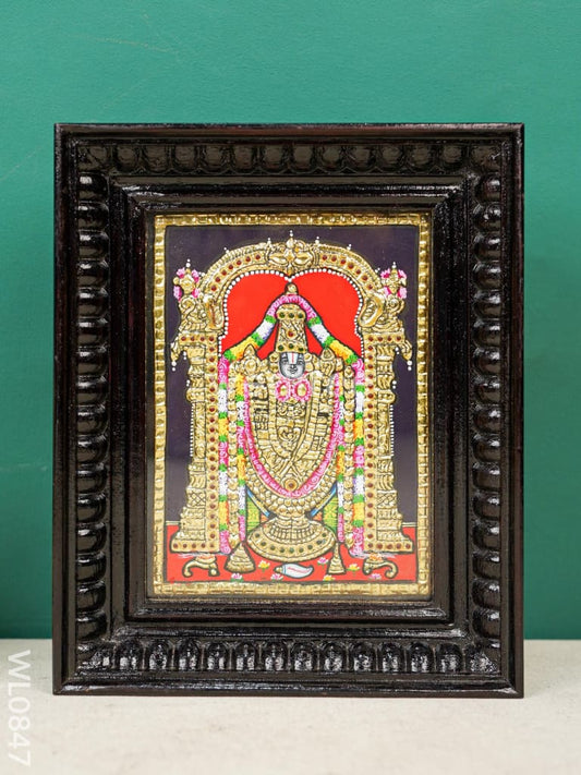 Tanjore Painting - Tirupathi Balaji - Flat (Gold Foil) - 8x6 inch - WL0847