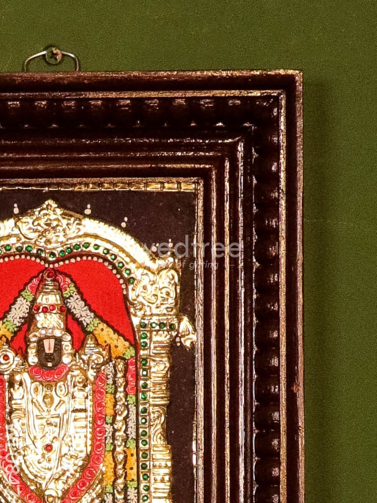 Tanjore Painting - Tirupathi Balaji - Flat (Gold Foil) - 8x6 inch - WL0847