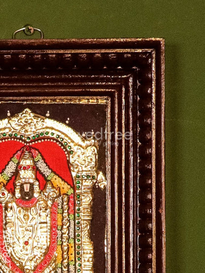Tanjore Painting - Tirupathi Balaji - Flat (Gold Foil) - 8x6 inch - WL0847