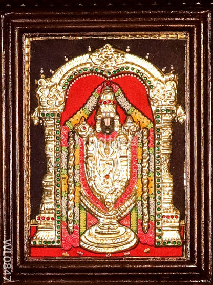 Tanjore Painting - Tirupathi Balaji - Flat (Gold Foil) - 8x6 inch - WL0847