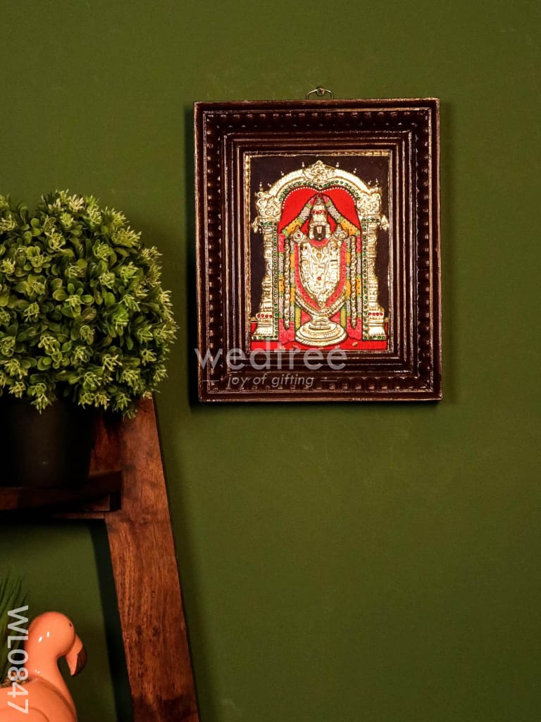 Tanjore Painting - Tirupathi Balaji - Flat (Gold Foil) - 8x6 inch - WL0847