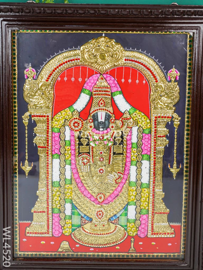Tanjore Painting - Tirupathi Balaji - Semi Embossed - 24x18 inch - WL4520
