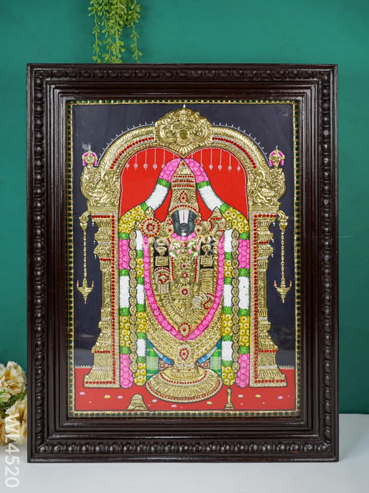 Tanjore Painting - Tirupathi Balaji - Semi Embossed - 24x18 inch - WL4520