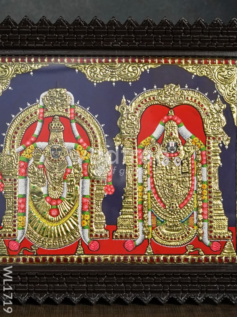 Tanjore Painting Tirupathi Balaji with Padmavathi Thayar - Direct Leaf - 15x12 - WL1719