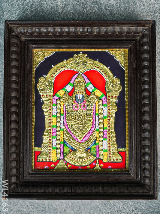 Tanjore Painting - Tirupathi Balaji - Flat (Gold Foil) - 10x8 inch - WL4163
