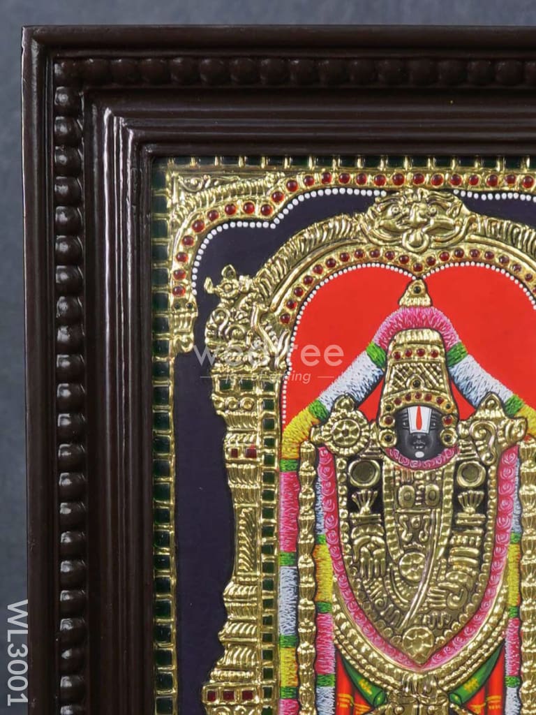 Tanjore Painting - Tirupathi Balaji - Flat (Gold Foil) - 12x10 inch - WL3001