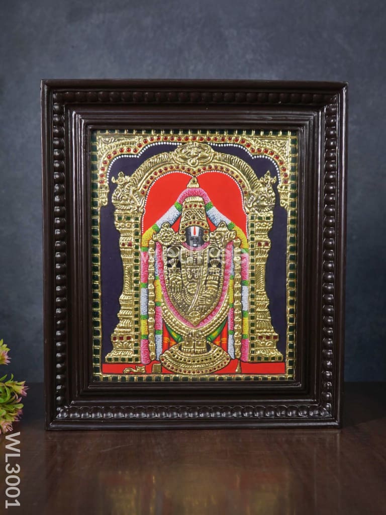 Tanjore Painting - Tirupathi Balaji - Flat (Gold Foil) - 12x10 inch - WL3001