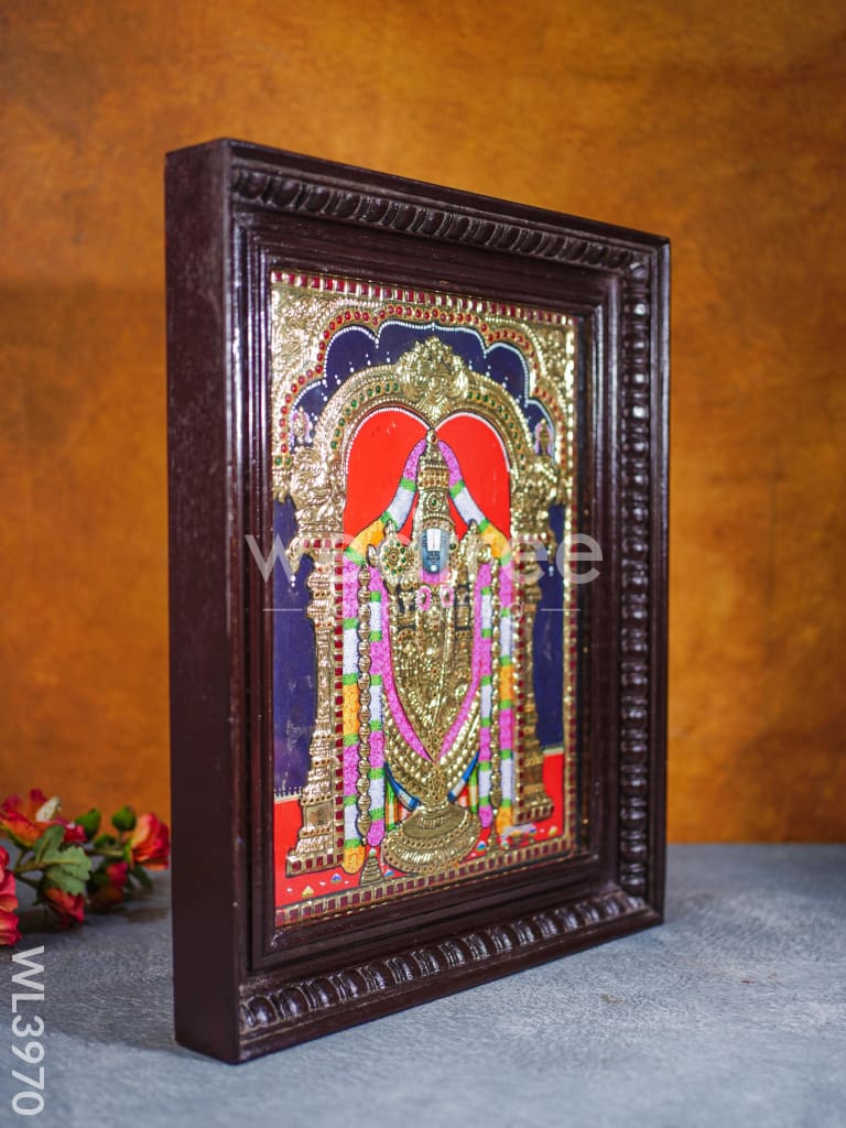 Tanjore Painting - Tirupati Balaji 15 x 12 inch - Flat [Gold Foil] - WL3970