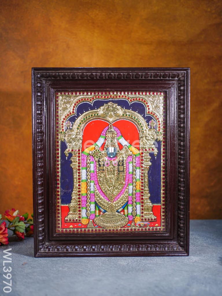Tanjore Painting - Tirupati Balaji 15 x 12 inch - Flat [Gold Foil] - WL3970