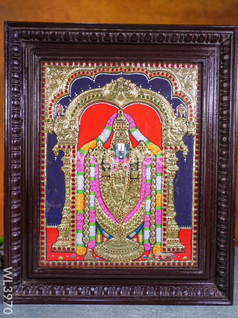Tanjore Painting - Tirupati Balaji 15 x 12 inch - Flat [Gold Foil] - WL3970