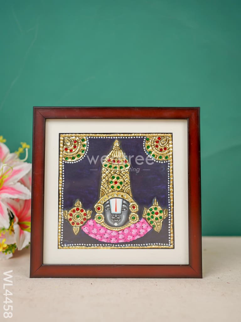 Tanjore Painting Tirupati Balaji - Flat [Gold Foil] - 6X6 inch - WL4458