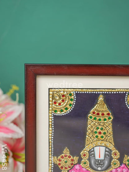 Tanjore Painting Tirupati Balaji - Flat [Gold Foil] - 6X6 inch - WL4458