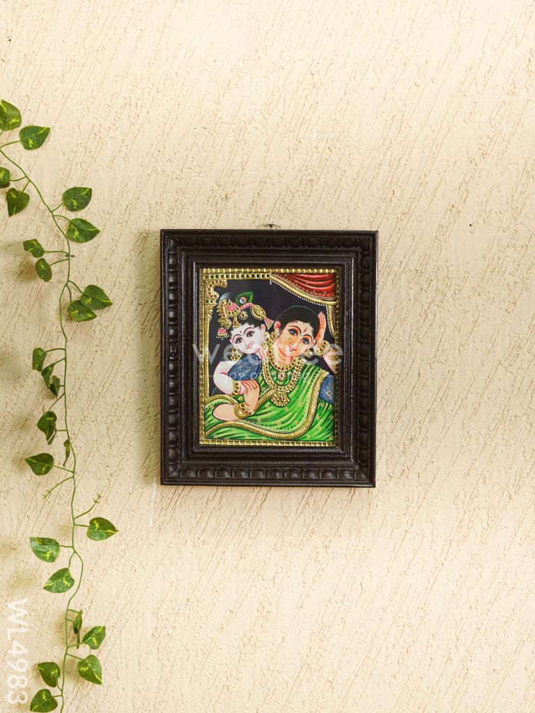 Tanjore Painting - Yashoda Krishna - Flat (Gold Foil) - 10x8 inch - WL4983